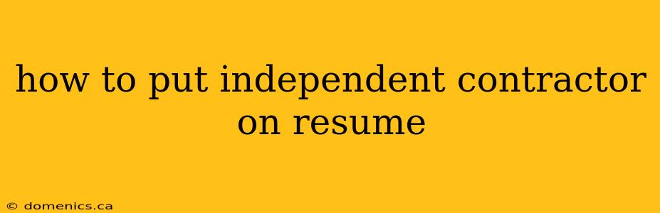 how to put independent contractor on resume