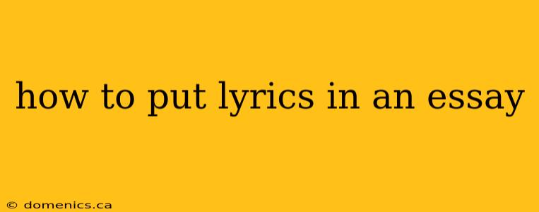 how to put lyrics in an essay