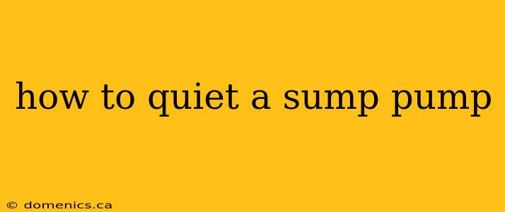how to quiet a sump pump