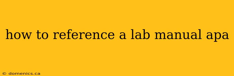 how to reference a lab manual apa