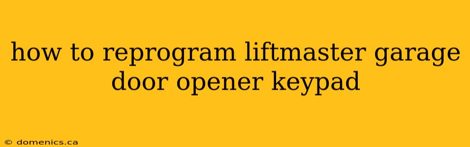 how to reprogram liftmaster garage door opener keypad