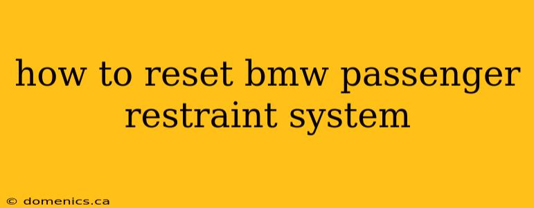 how to reset bmw passenger restraint system