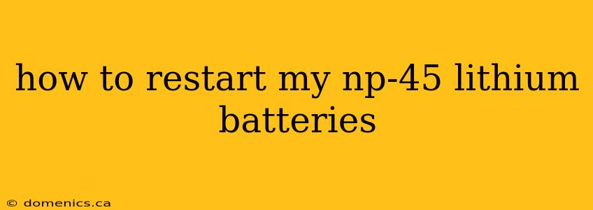 how to restart my np-45 lithium batteries