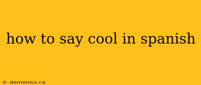 how to say cool in spanish