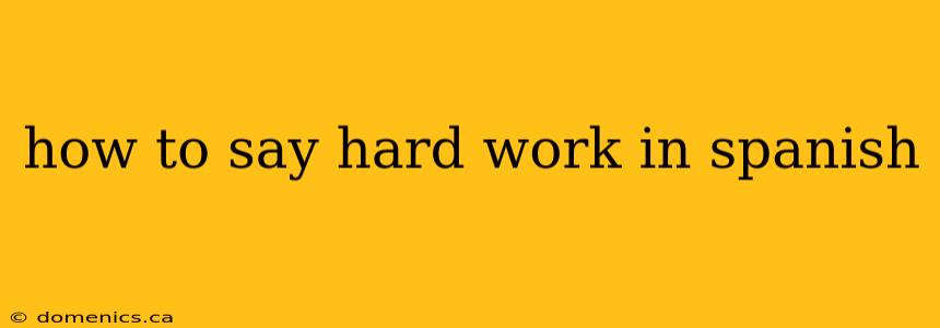 how to say hard work in spanish