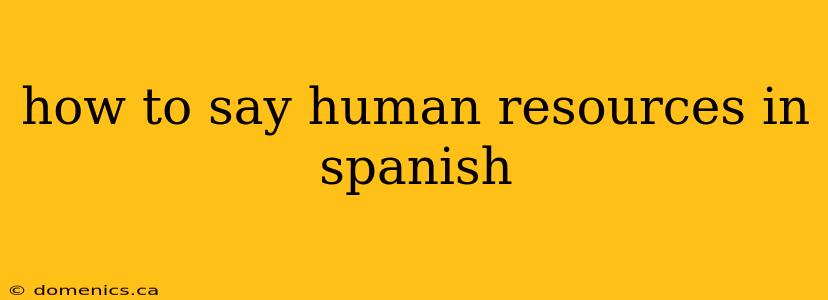 how to say human resources in spanish