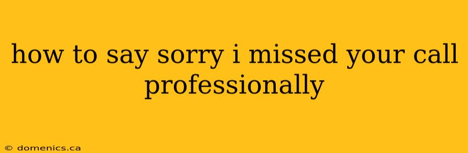 how to say sorry i missed your call professionally