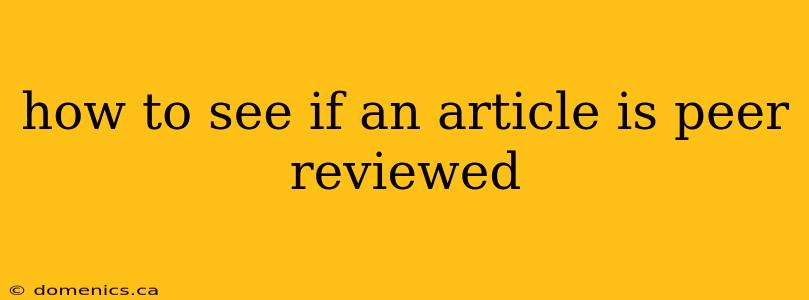 how to see if an article is peer reviewed