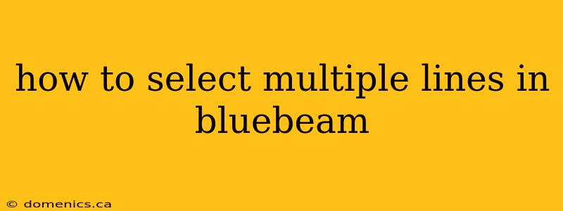 how to select multiple lines in bluebeam