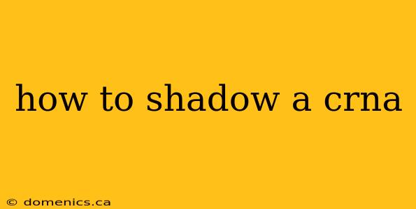 how to shadow a crna