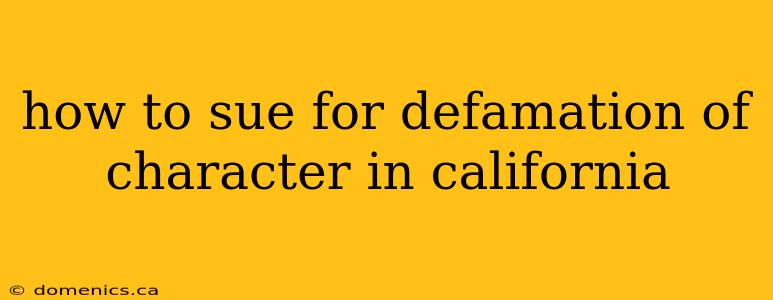 how to sue for defamation of character in california