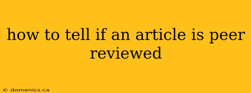 how to tell if an article is peer reviewed