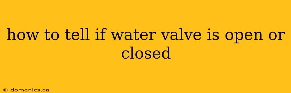 how to tell if water valve is open or closed