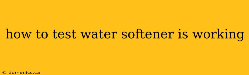 how to test water softener is working