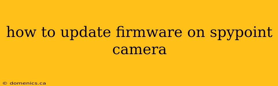 how to update firmware on spypoint camera