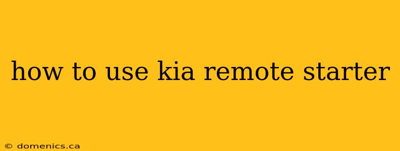 how to use kia remote starter