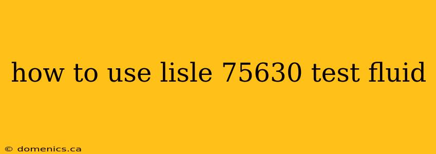 how to use lisle 75630 test fluid