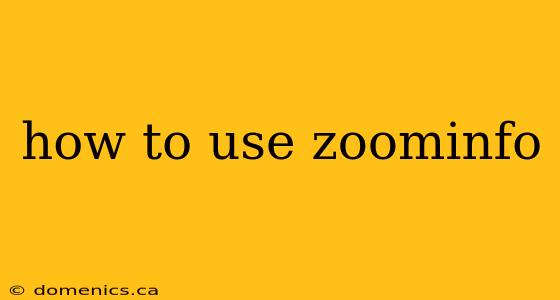 how to use zoominfo