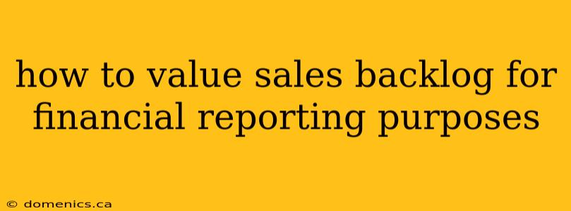 how to value sales backlog for financial reporting purposes