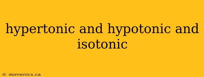 hypertonic and hypotonic and isotonic