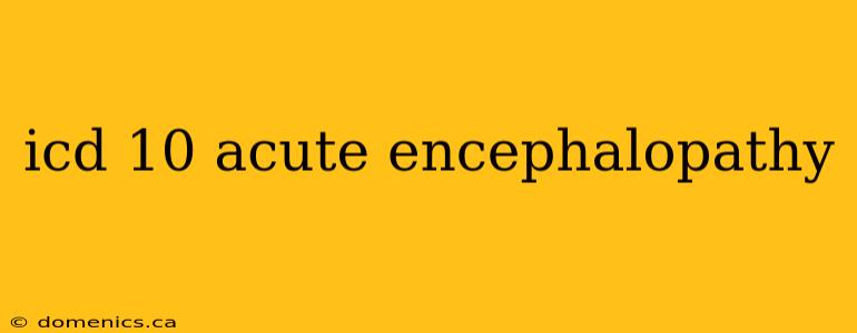 icd 10 acute encephalopathy