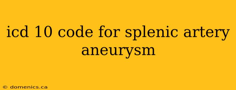 icd 10 code for splenic artery aneurysm