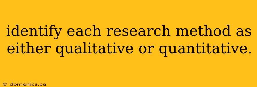 identify each research method as either qualitative or quantitative.