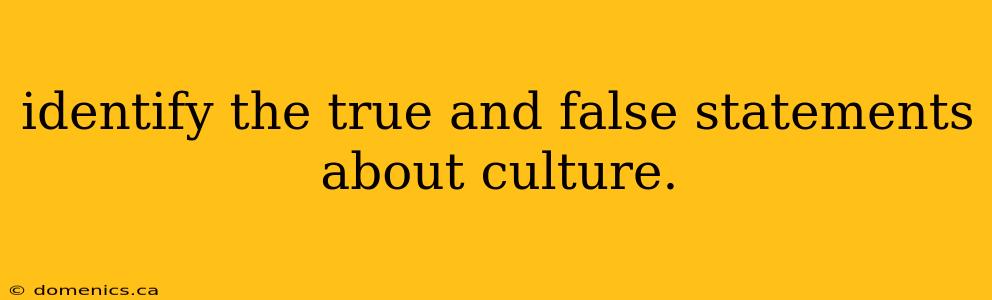 identify the true and false statements about culture.