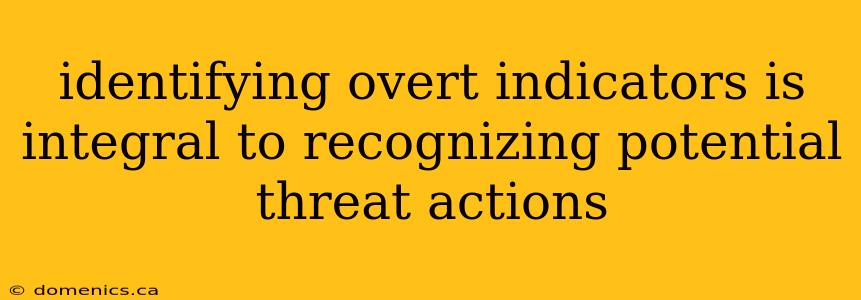 identifying overt indicators is integral to recognizing potential threat actions