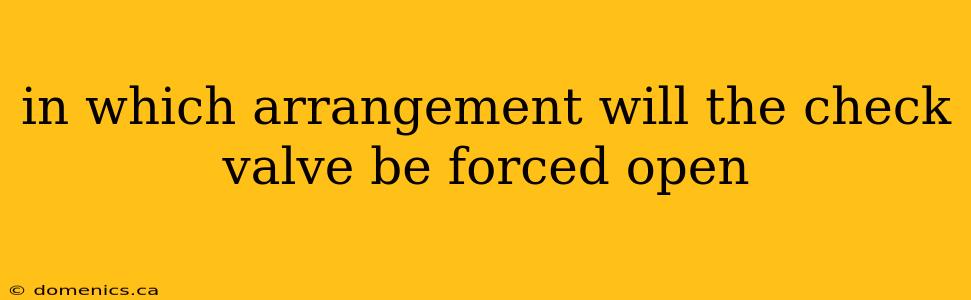 in which arrangement will the check valve be forced open
