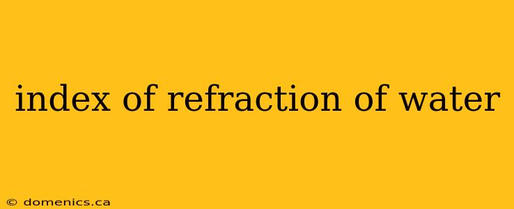 index of refraction of water