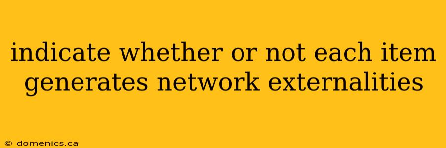 indicate whether or not each item generates network externalities