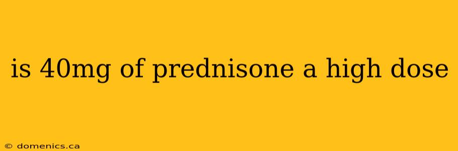 is 40mg of prednisone a high dose