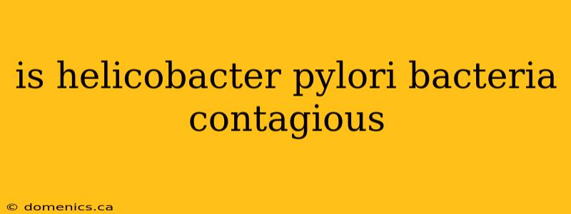 is helicobacter pylori bacteria contagious