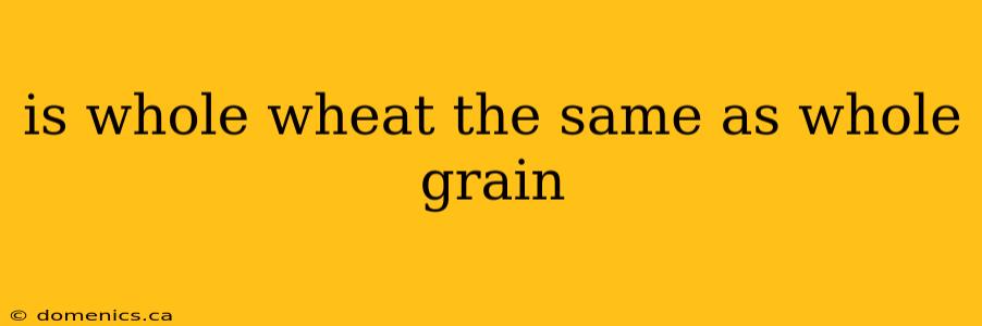 is whole wheat the same as whole grain