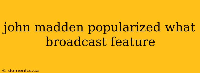 john madden popularized what broadcast feature