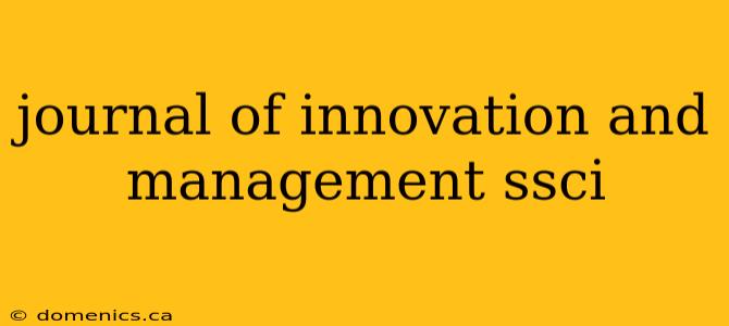 journal of innovation and management ssci