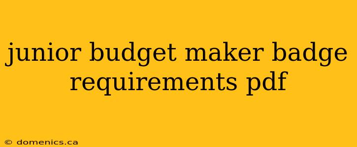 junior budget maker badge requirements pdf