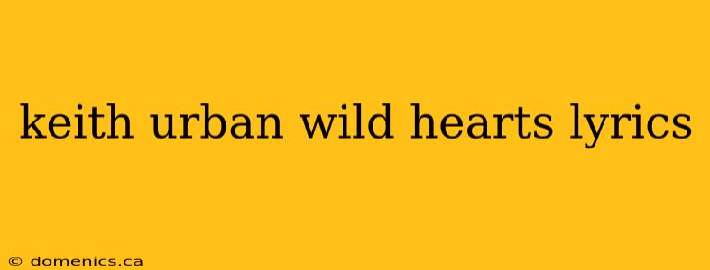 keith urban wild hearts lyrics
