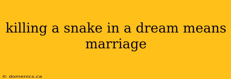 killing a snake in a dream means marriage