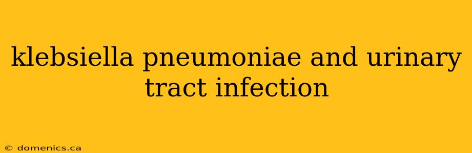 klebsiella pneumoniae and urinary tract infection