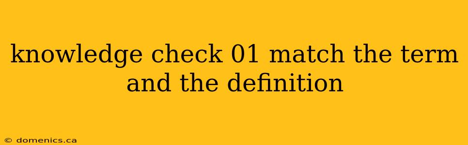 knowledge check 01 match the term and the definition