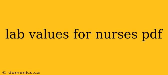 lab values for nurses pdf