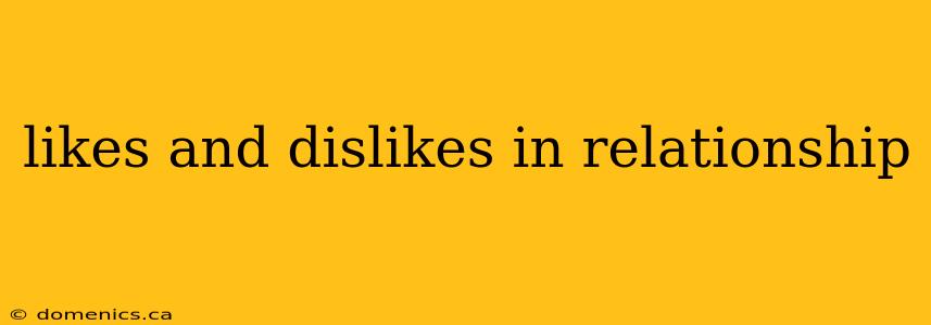 likes and dislikes in relationship