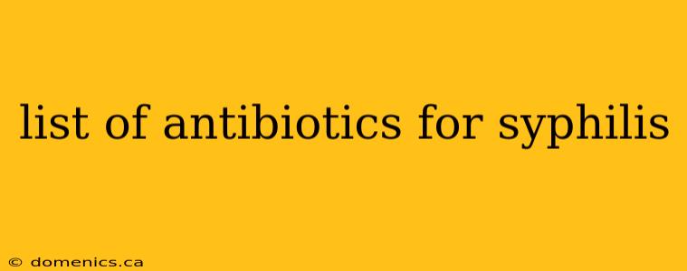 list of antibiotics for syphilis