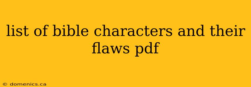 list of bible characters and their flaws pdf