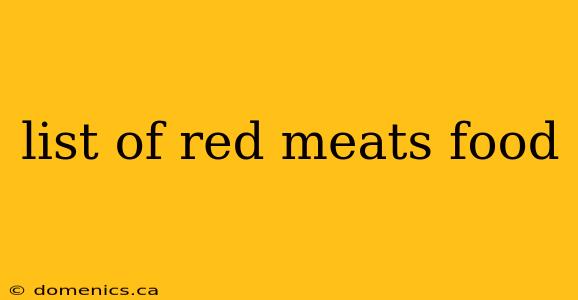 list of red meats food