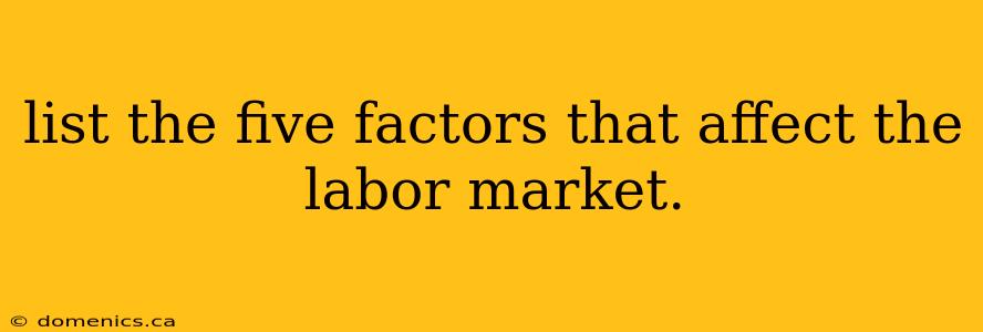 list the five factors that affect the labor market.