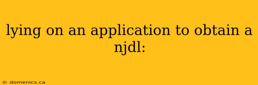 lying on an application to obtain a njdl: