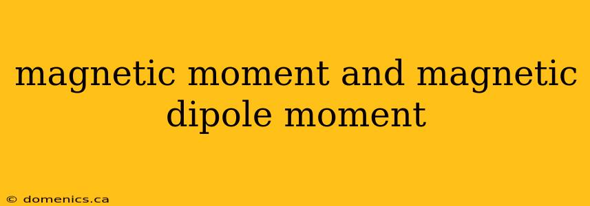 magnetic moment and magnetic dipole moment